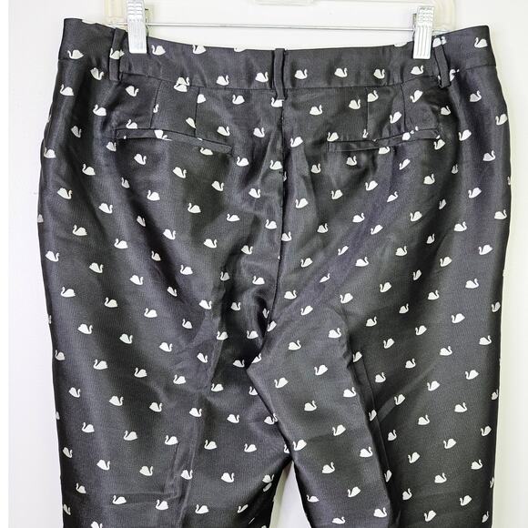 RSVP By Talbots Novelty Swan Pants Black Dress Pants High-Rise Straight Size 12 - Picture 6 of 12